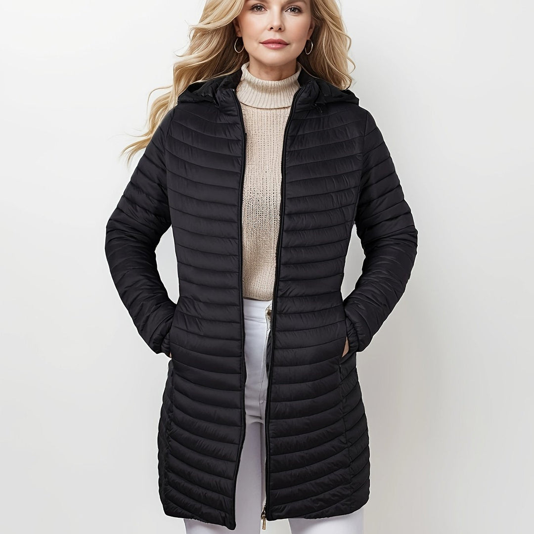 EB | Lässige Steppjacke mit Kapuze und Reißverschluss Auf Der Vorderseite