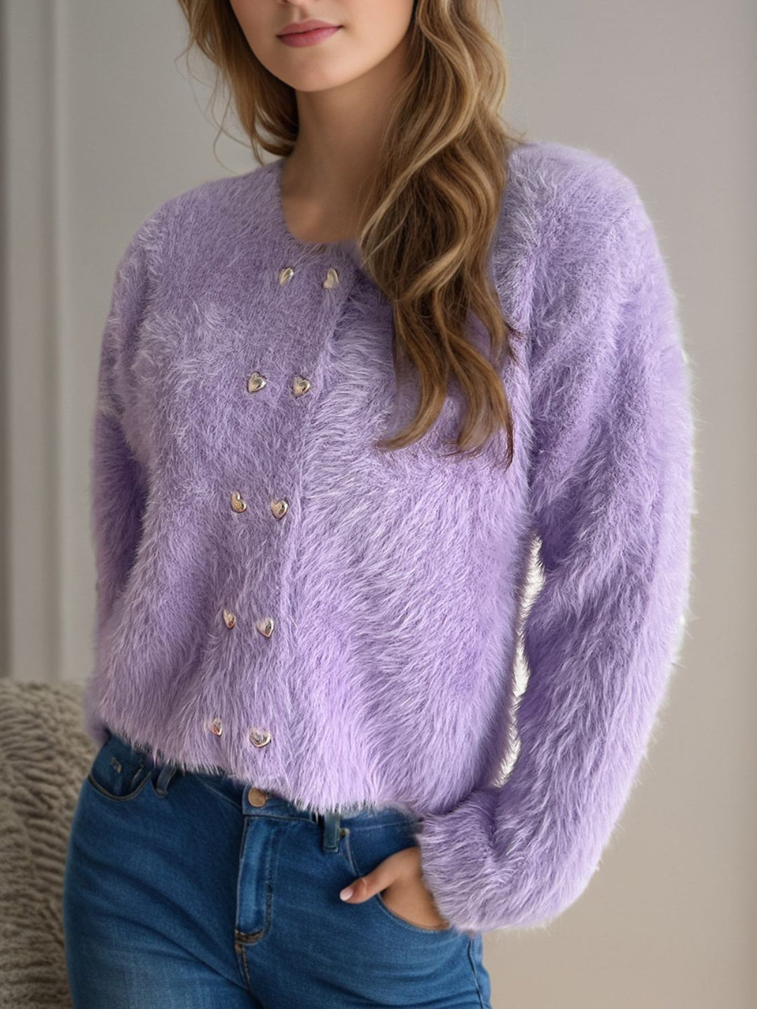 EB | Pelzstrick-cardigan Weicher Faux Fur Elegantes Design