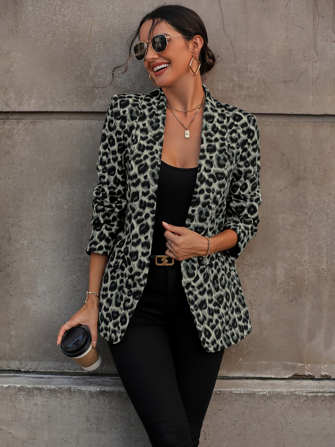 EB | Eleganter Business Langblazer mit Leopardenmuster für alle Jahreszeiten