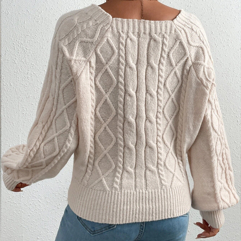 EB | Strickbluse mit Quadratischem Ausschnitt Weich und Elegant Kabelstrick