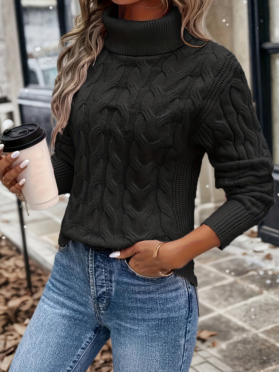 EB | Kabelstrick Damen Rollkragenpullover