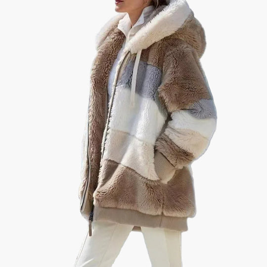 EB | Winter Kapuzenjacke Im Streifen-Design - Modische Freizeitjacke für Kalte Tage