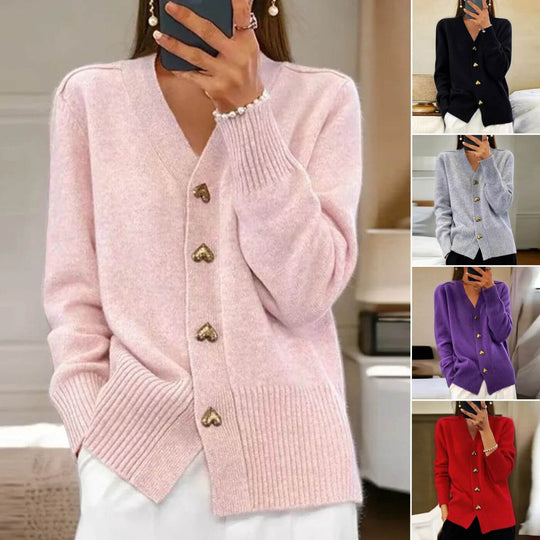 EB | Stylischer Cardigan mit Herzknopf-Akzenten