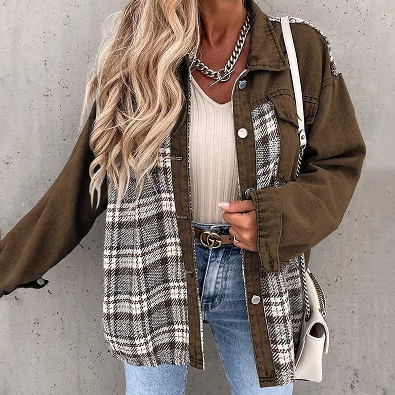 EB | Shirtjacke - Oversize Passform - Karierte und Einfarbige - Lange Ärmel - Knöpfe