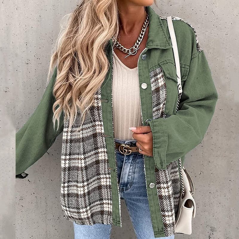 EB | Shirtjacke - Oversize Passform - Karierte und Einfarbige - Lange Ärmel - Knöpfe