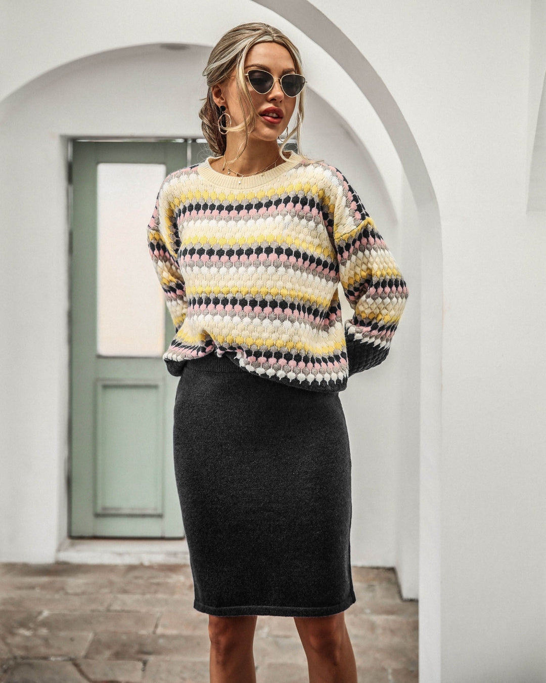EB | Damen 2-Teiliger Set - Pullover und Rock
