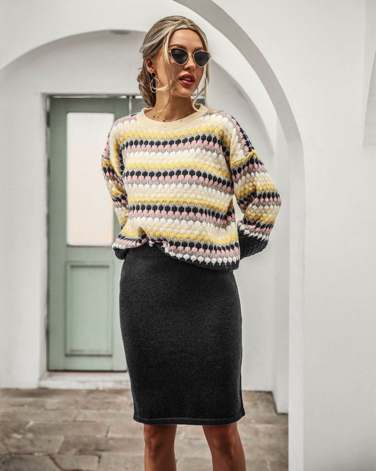 EB | Damen 2-Teiliger Set - Pullover und Rock