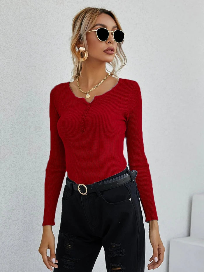EB | Shirt I Damen V-Ausschnitt Pullover