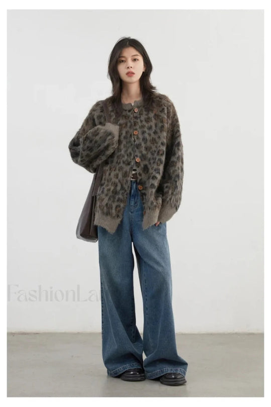 EB | Leopardenmuster Einreiher Cardigan
