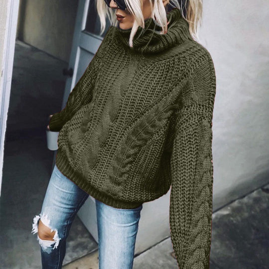 EB | Chunky Strickpullover mit Rollkragen Weich und Warm Kabelstrick