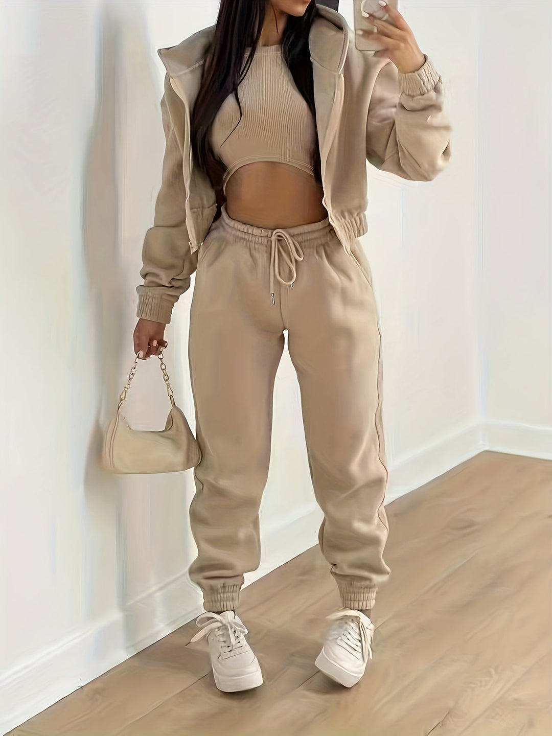 EB | Kapuzenjacke & Tanktop & Jogginghose Drei Teilige Satz Outfits