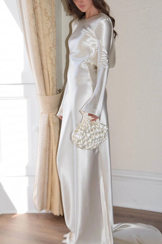 EB | Pearl Eden Satin Rückwärtig Offene Cowl Neck Gown Maxi Kleid
