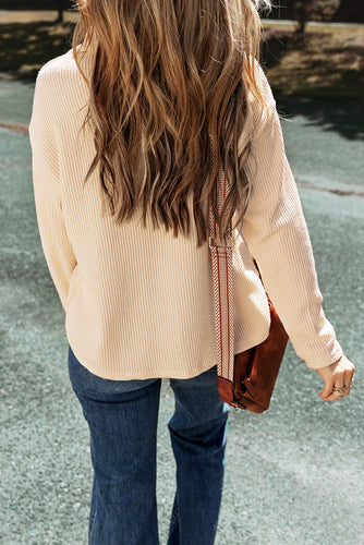 EB | Rippierte Hemdjacke mit Brusttaschen Baumwollmischung Einfach und Elegant