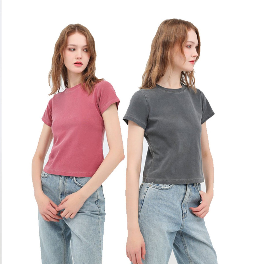 EB | Schillerndes altes kurzes T-Shirt mit Färbung