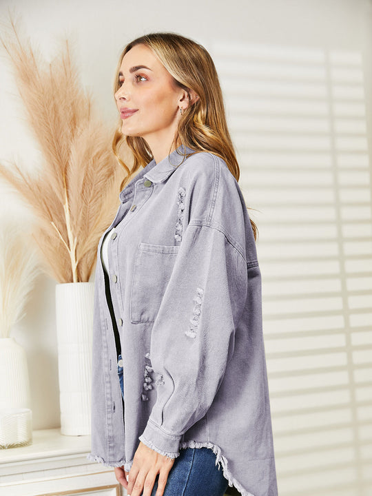 EB | Zerrissene Rohsaum-Denimjacke