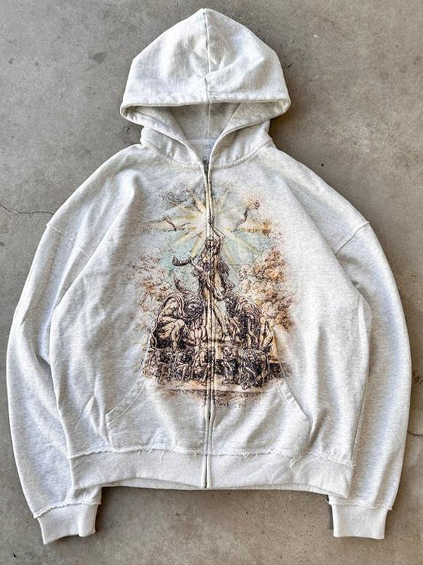 EB | Weiße Oversized Hoodie mit Druck