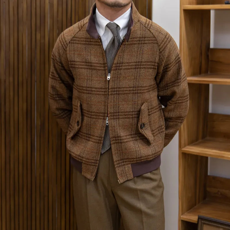 EB | Slim-Fit karierter Mantel mit Stehkragen