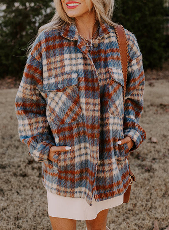 EB | Gitterhemdjacke Im Flanell-look Wollmischung Warm und Trendy