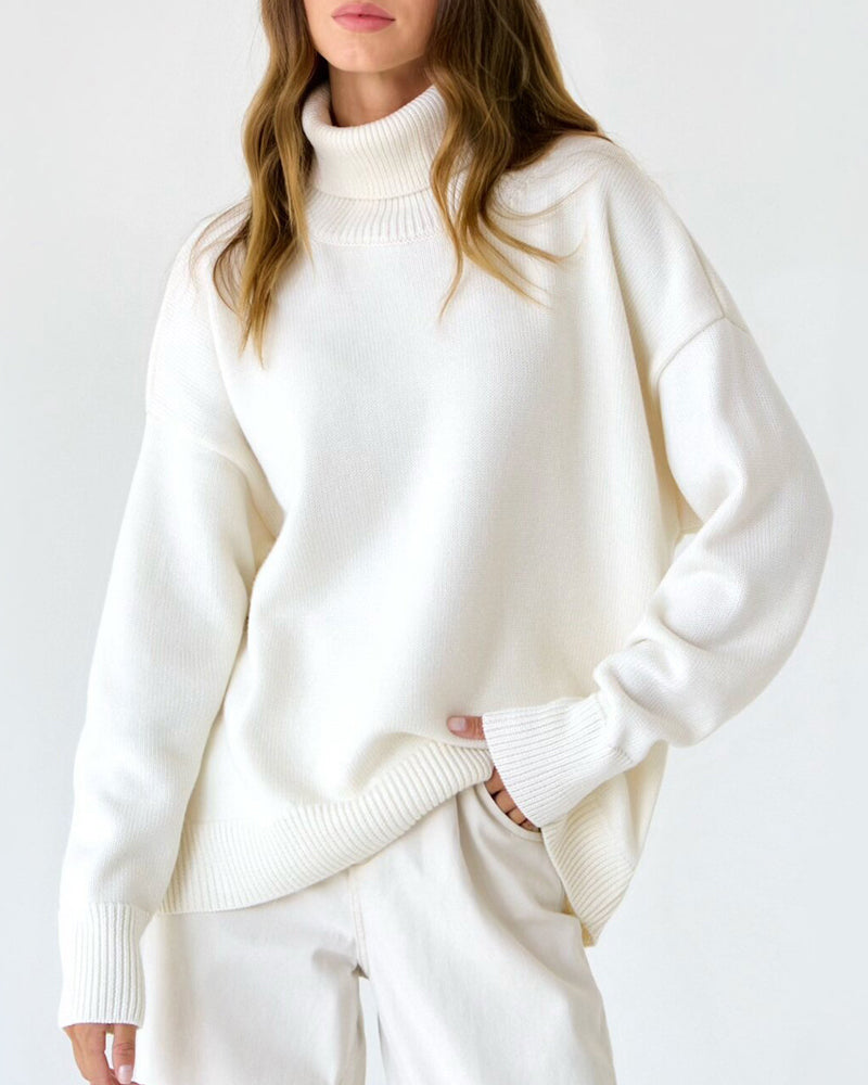 EB | Eleganter Oversized Damen Rollkragenpullover Aus Baumwolle