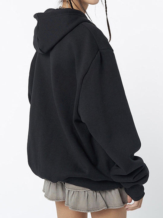 EB | Schwarze Oversized Hoodie mit Skelettdruck