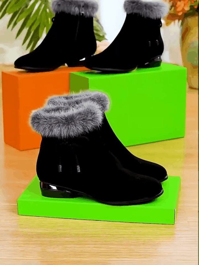 Leder-Stiefeletten mit Mittelabsatz EB EB
