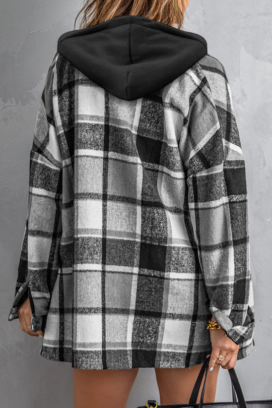 EB | Gitter Oversized Jacke mit Kapuze Lässiger Komfort Warm und Trendy