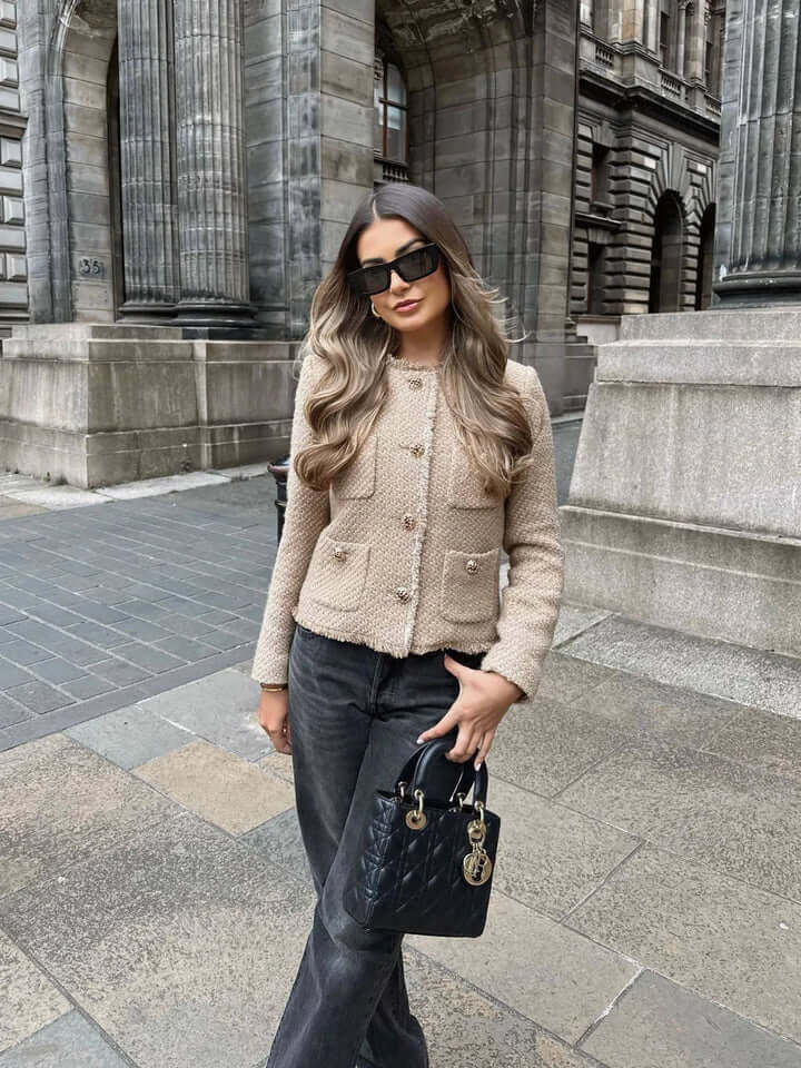 EB | Tweed Cropped Jacke mit Taschen