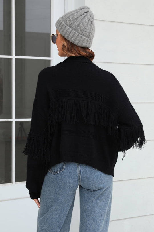 EB | Fransenbesatz Offene Vorder-Cardigan