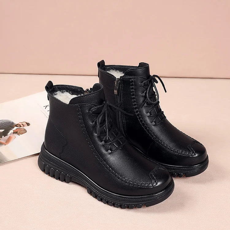 EB | Damen Warme Leder Martin Stiefel