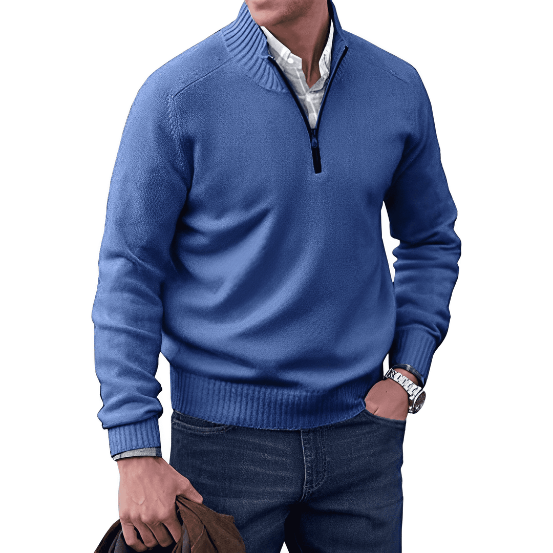EB | Klassischer Halb-zip Pullover für Männer Baumwolle Komfortabel und Warm