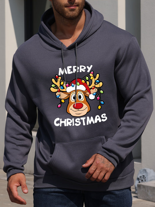 EB | Weihnachtskapuzenpullover mit Rentierdruck Polyester Frohe Weihnachten Design