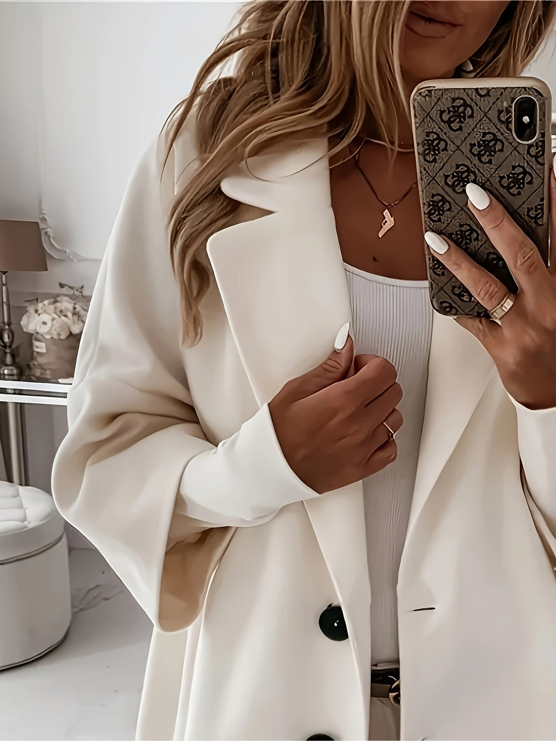 EB | Eleganter Mantel mit Großen Knöpfen Polyester Klassisch und Schick