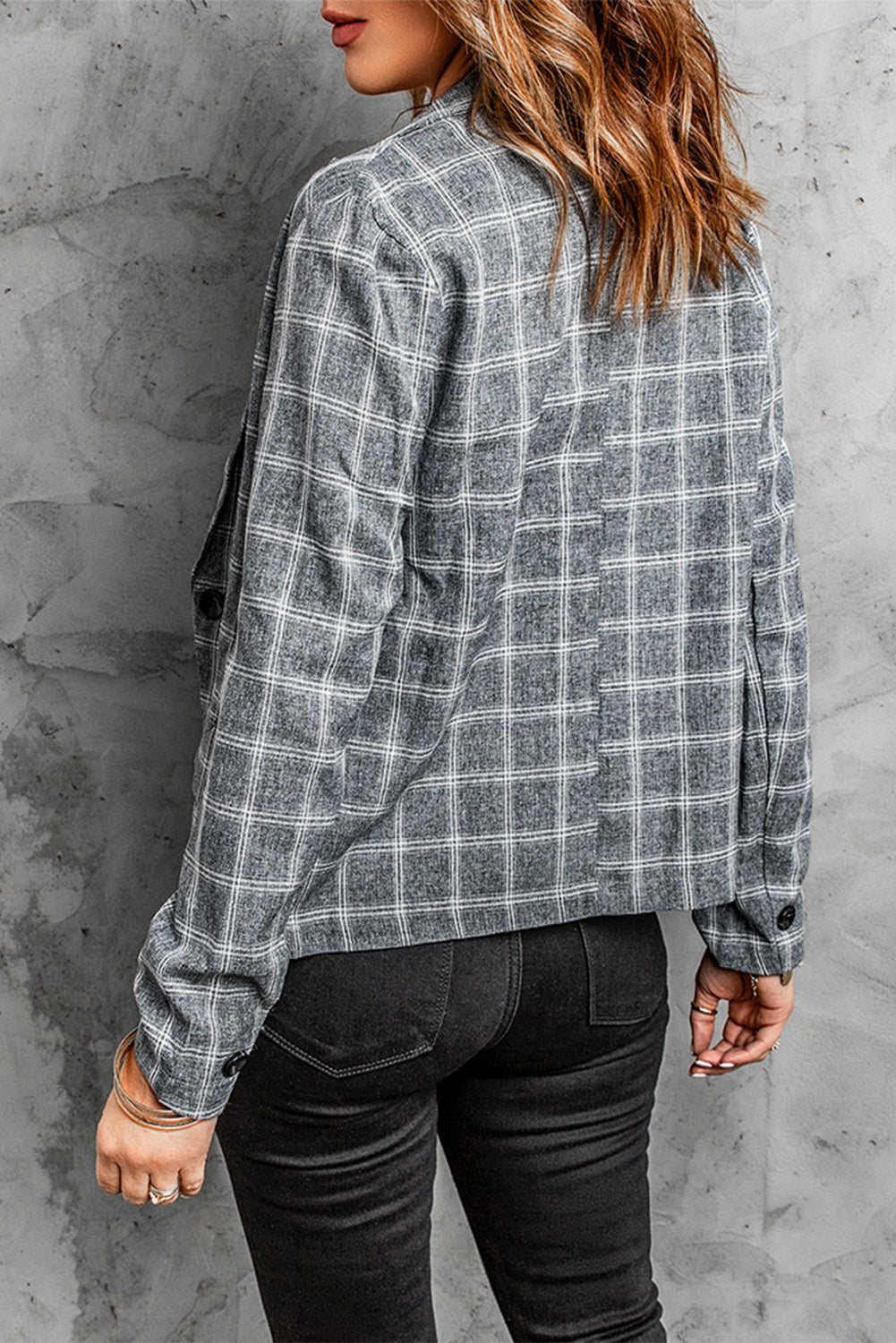 EB | Karierte Doppelt breasted Klappen-Taschen Blazer