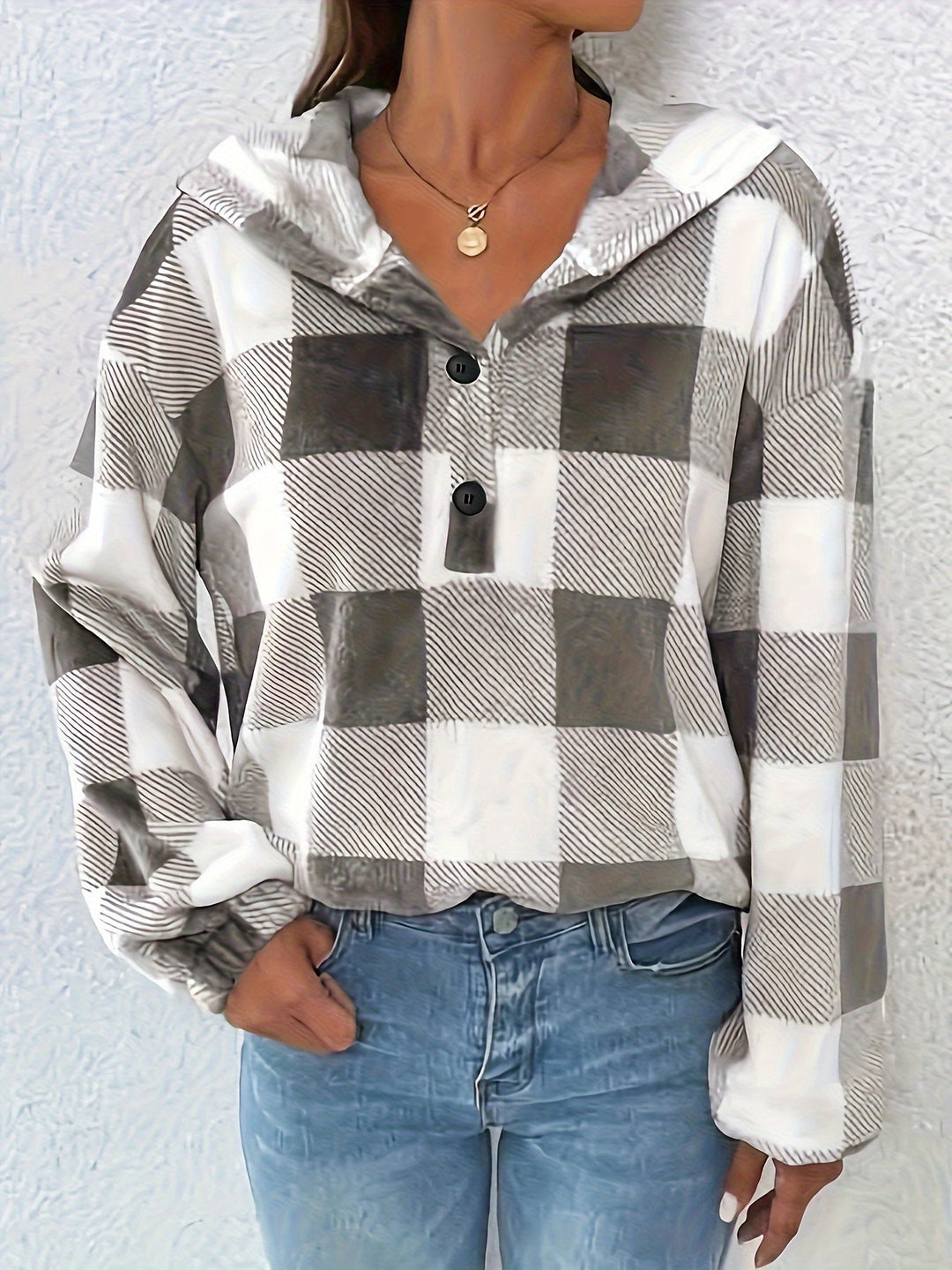 EB | Flannel Karierter Hoodie Baumwolle und Polyester Trendig und Komfortabel