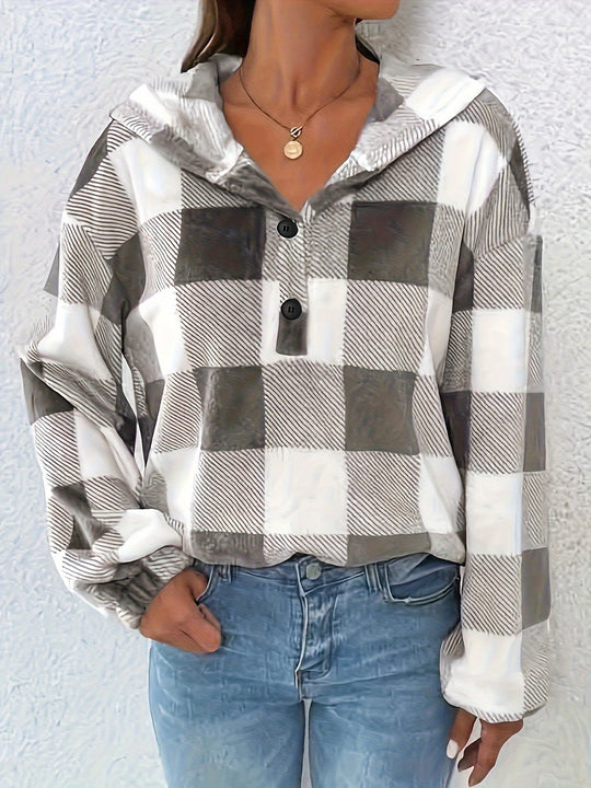 EB | Flannel Karierter Hoodie Baumwolle und Polyester Trendig und Komfortabel