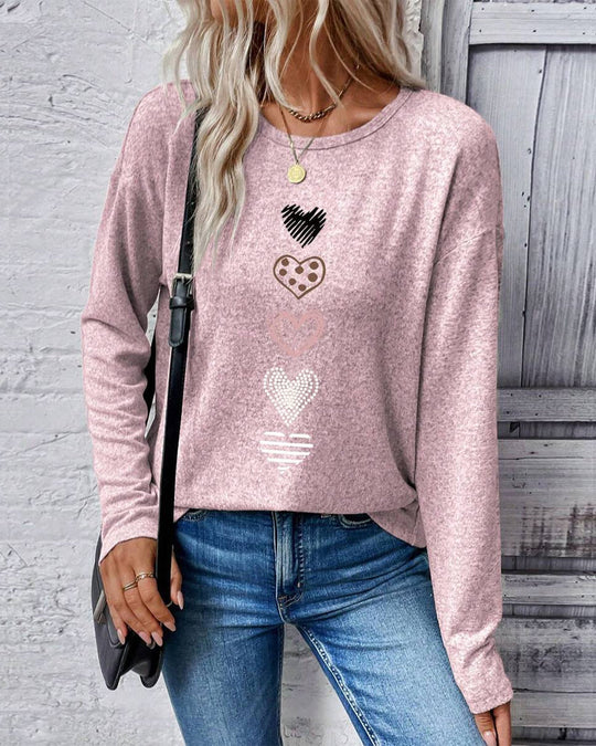 EB | Langarm Rundhals Liebesherz Print