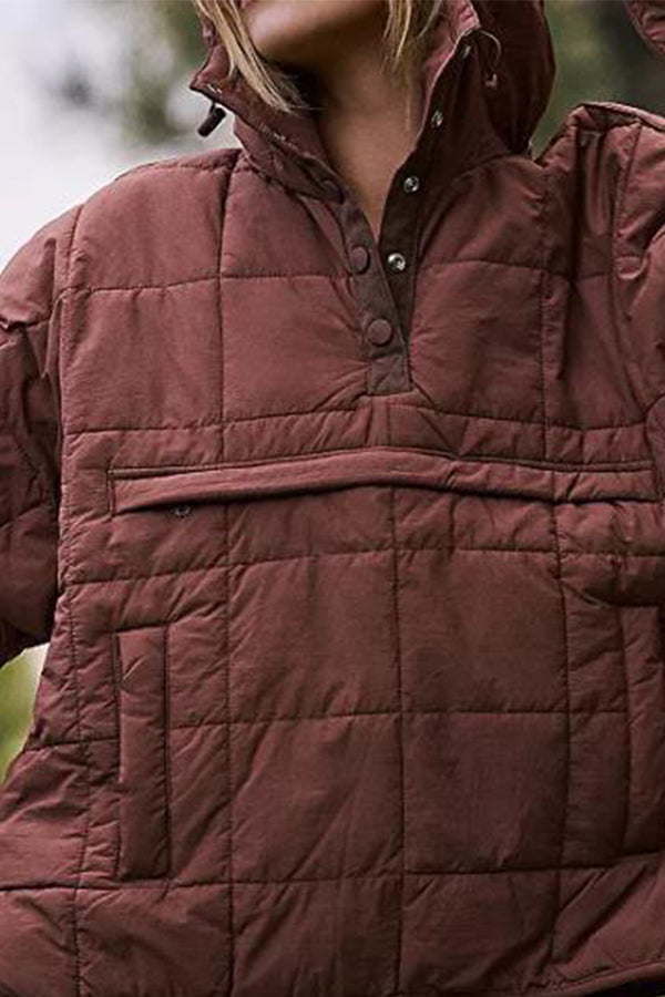 EB | Farbe Kapuzenjacke Gepolstert Faltbare Gepolsterte Pullover Tasche Langarmjacke