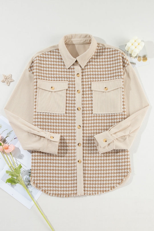 EB | Hundezahn Muster Hemdjacke Baumwollmischung Trendy und Komfortabel