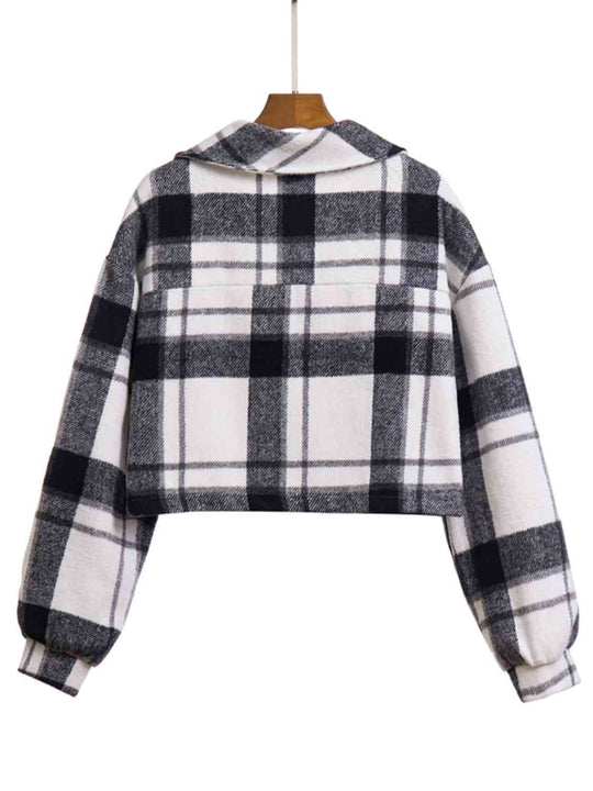 EB | Karierter Knopf-Front-Jacke mit Taschen