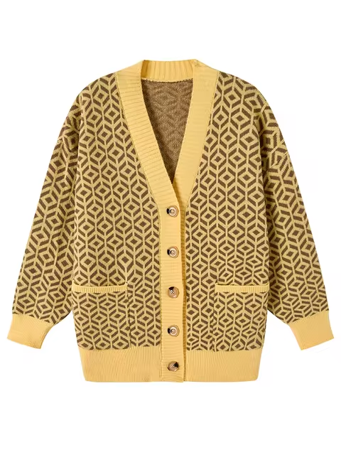 EB | Strickjacke mit geometrischem Muster und Knopfleiste