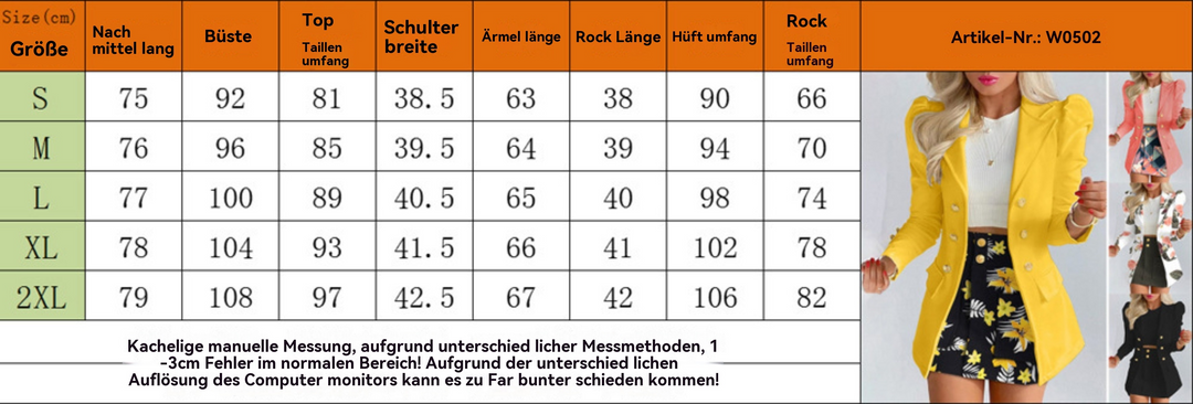 EB | Zweiteiliges Set mit lässigem Print und langärmeligem Anzugrock