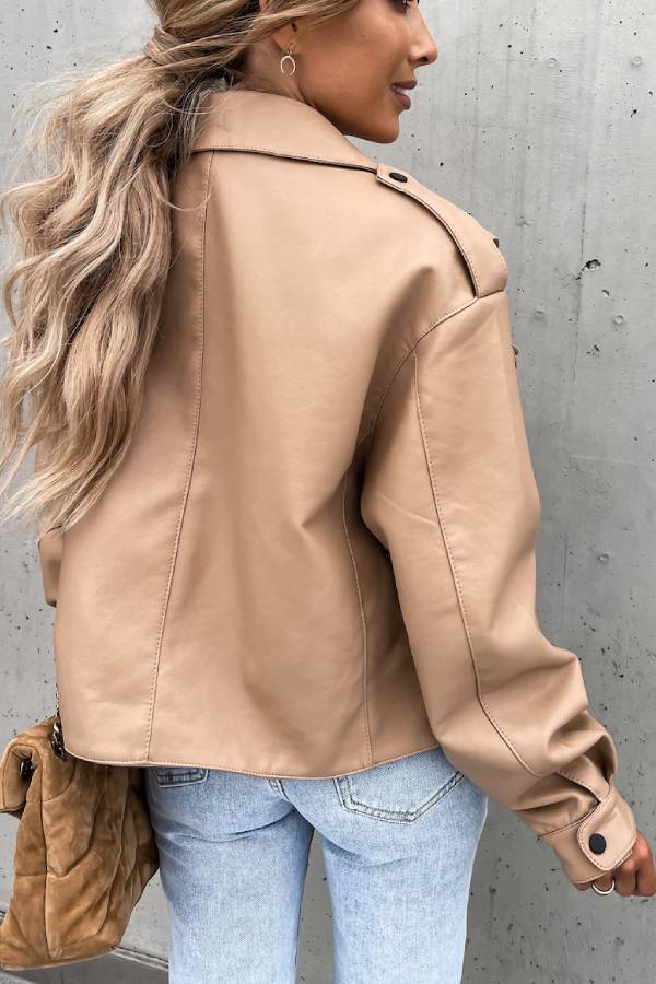EB | Leder Revers Taschen Britischer Stil Kurzjacke