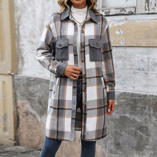 EB | Karierter Lange Hemdjacke