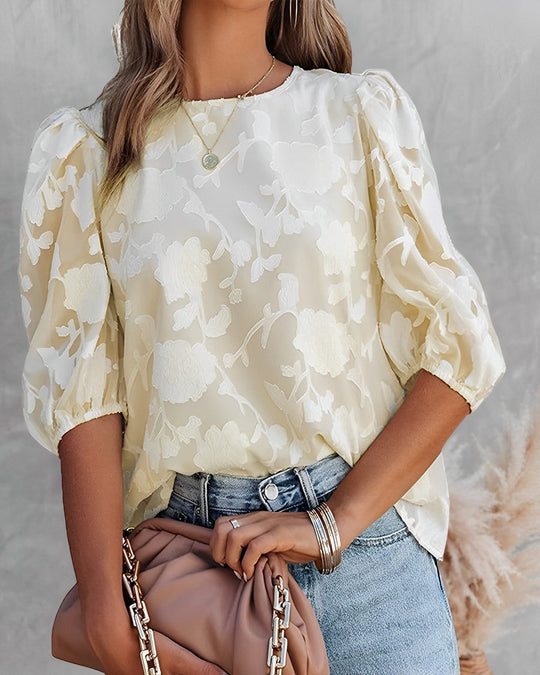 EB | Elegante Damen Blumenbluse mit Puffärmeln