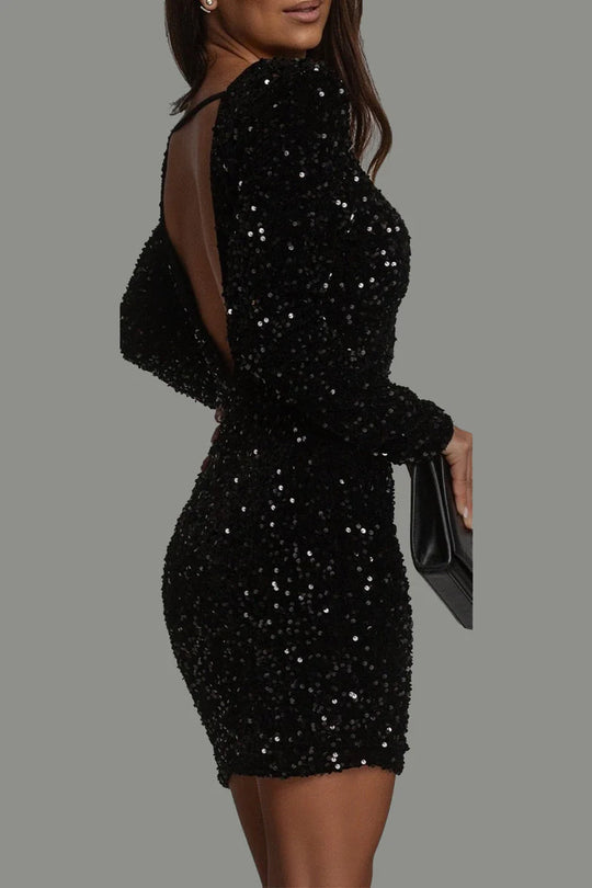 Schickes Winter Party Kleid mit Rückenfreiem Schnitt für Frauen | EB