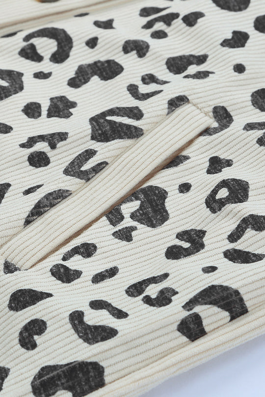 EB | Double Take Leopard Print Pocketed Cord-Jacke