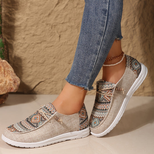 Emily Ethnischer Stil Bedruckte Leinenschuhe für Frauen EB