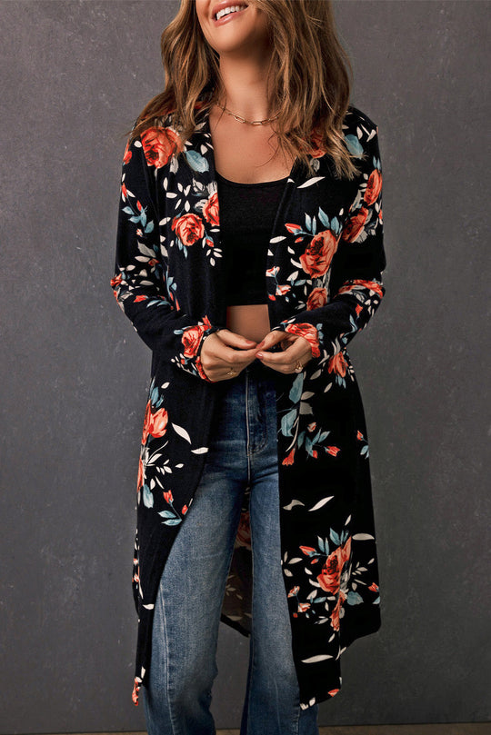 EB | Bedruckter Offene Front Langarm Cardigan