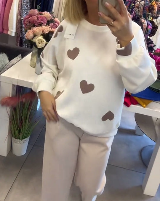 EB | Frauen Casual Herz Pullover