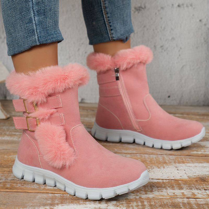 Stilvolle Winterstiefel mit Fellbesatz und Schnallen EB EB